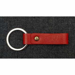 小さな革製キーリング (赤色)(キーホルダー/ストラップ)