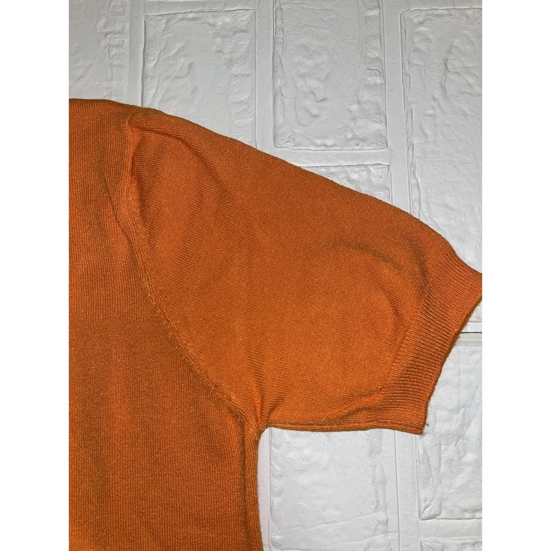 サマーニット　サマーセーター　Ｖネック　オレンジ　ビタミンカラー　レディース　M レディースのトップス(カットソー(半袖/袖なし))の商品写真