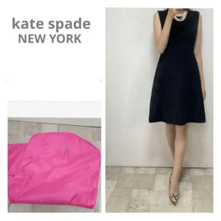 ケイトスペードニューヨーク(kate spade new york)の美品ケイトスペード　衣装カバー付切替美ラインブラックワンピ2／ドレス　パーティー(ひざ丈ワンピース)