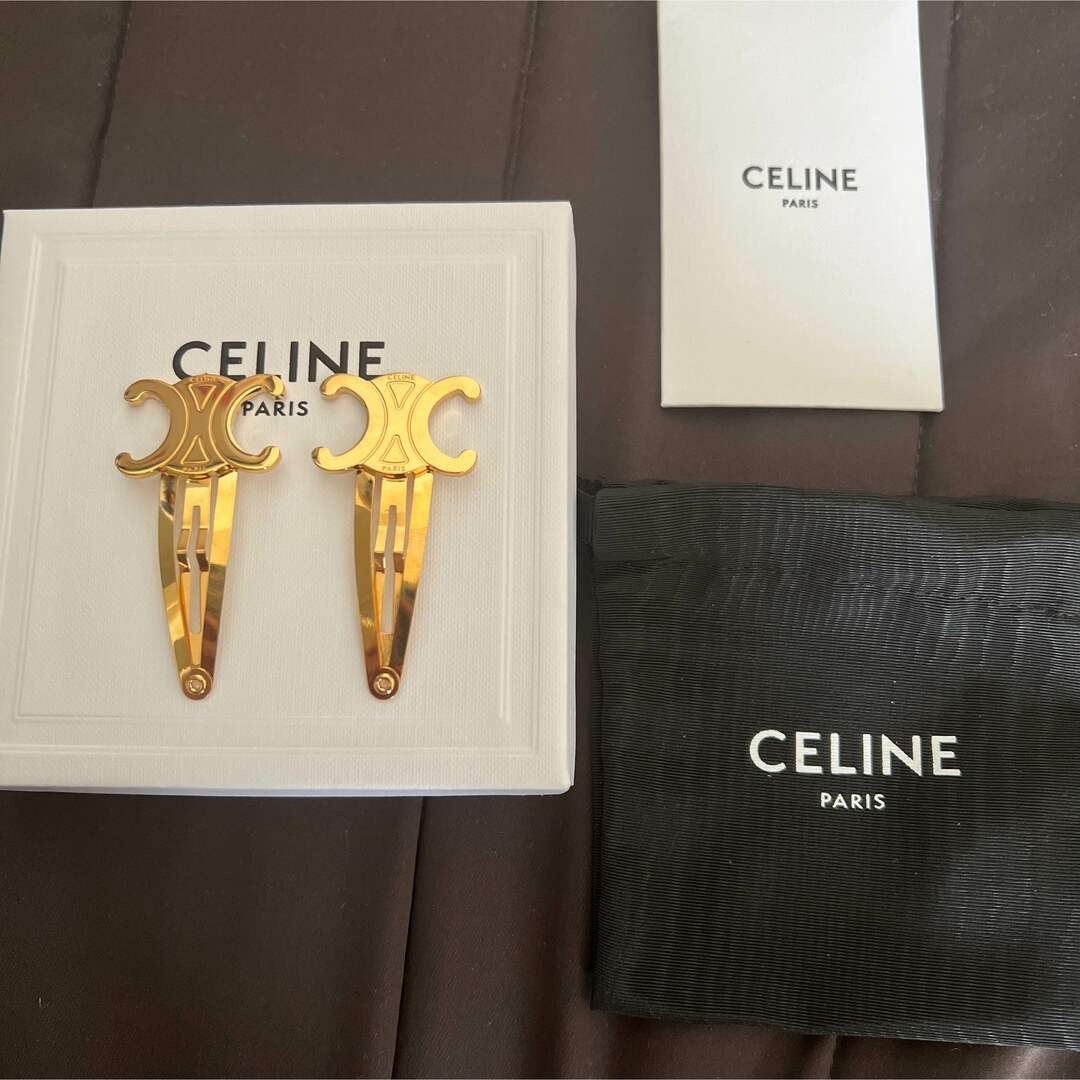 セリーヌ CELINE スナップ ヘアクリップ トリオンフ ヘアアクセサリー ヘアピン GP ゴールド