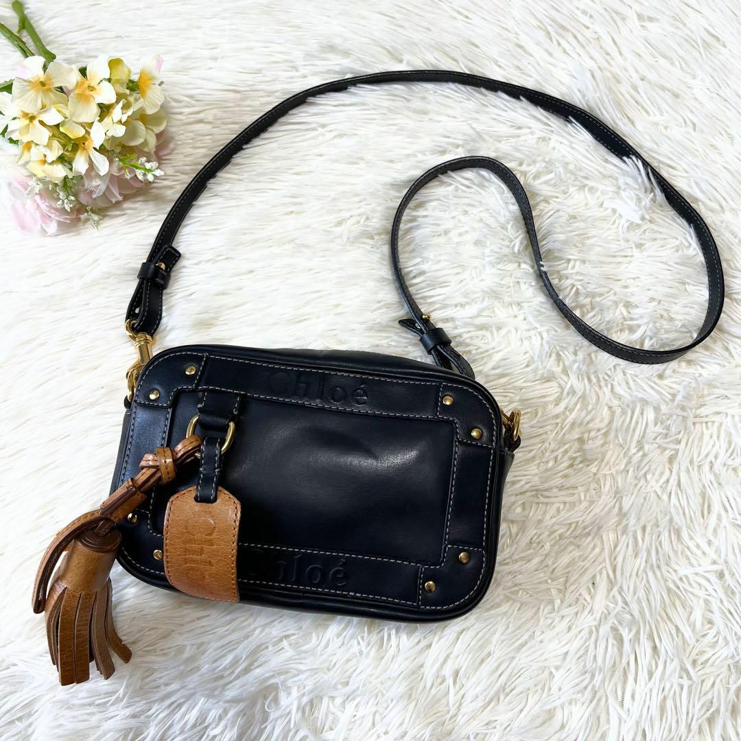 極美品】クロエ ショルダーバッグ エデン ブラック レザー ロゴ