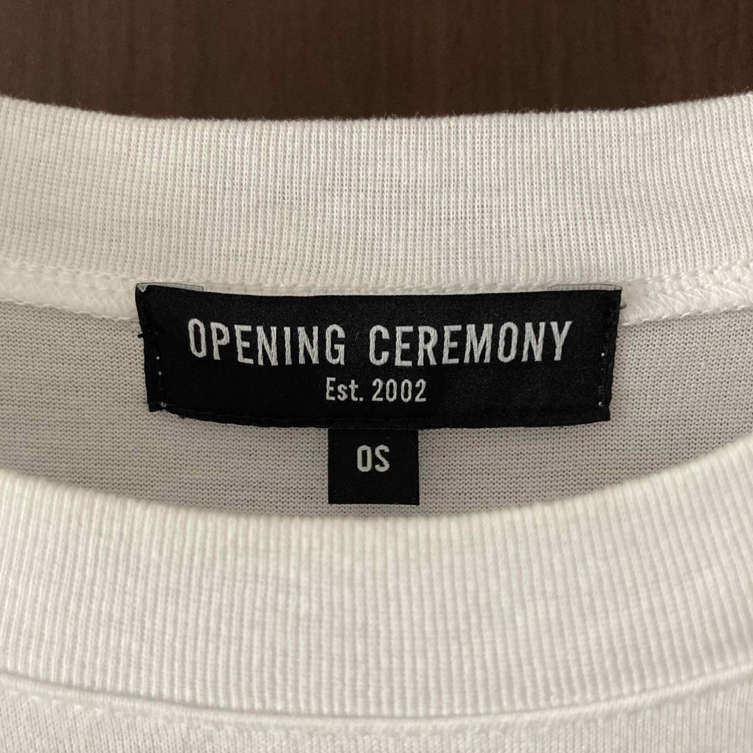 OPENING CEREMONY(オープニングセレモニー)のオープニングセレモニー　白Tシャツ　ブランド　ショート丈カットソーレディースS レディースのトップス(Tシャツ(半袖/袖なし))の商品写真