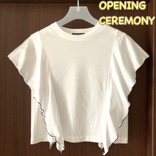 OPENING CEREMONY - オープニングセレモニー　白Tシャツ　ブランド　ショート丈カットソーレディースS