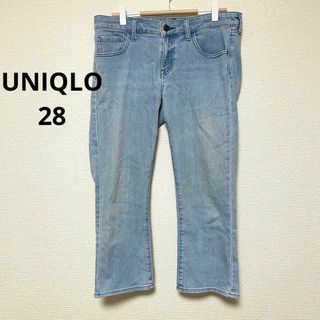 ユニクロ(UNIQLO)のi130 UNIQLO ユニクロジーンズ クロップド デニムパンツ ライトブルー(デニム/ジーンズ)