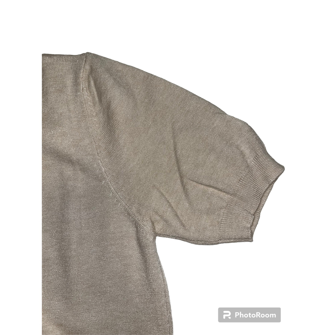 サマーニット　サマーセーター　Ｖネック　ベージュ　レディース　Ｓ レディースのトップス(シャツ/ブラウス(半袖/袖なし))の商品写真