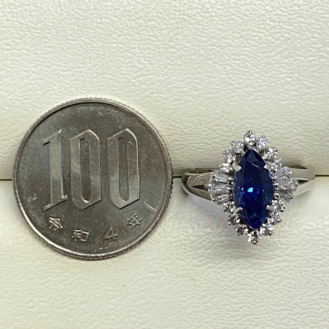 ジュエリーショップレインボーPt900　天然サファイヤリング　S1.78ct　プラチナ　サファイヤ　マーキス