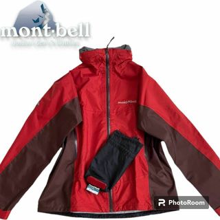 モンベルmontbellゴアテックスgoretex赤レッド登山レインコートジャケ