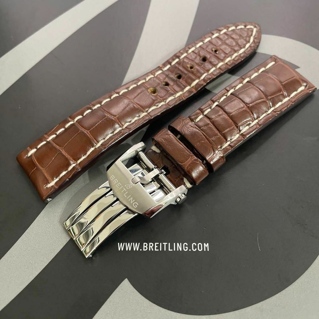 BREITLING - 87【極美品】22mm ブライトリング 焦茶クロコレザー D ...