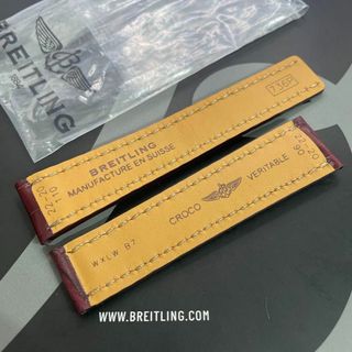 85【新品】希少 22mm ブライトリング ワイン クロコレザーベルト 736P-