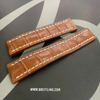 84【極美品】BREITLING ブライトリング 22mm クロコ レザーベルト 茶