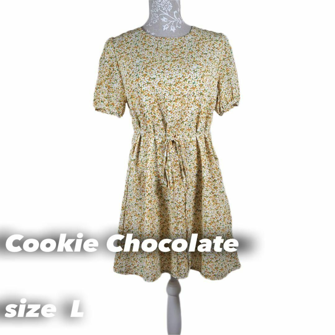 cookie chocolate 花柄ひざ丈ワンピース レディースのワンピース(ロングワンピース/マキシワンピース)の商品写真