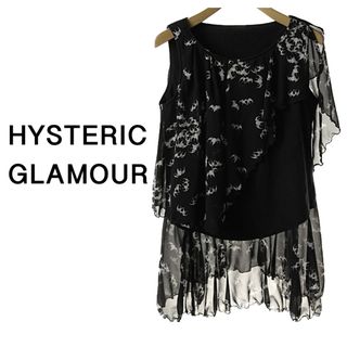 ヒステリックグラマー(HYSTERIC GLAMOUR)のヒステリックグラマー【美品】コウモリ 総柄 シフォン ノースリーブ トップス(カットソー(半袖/袖なし))