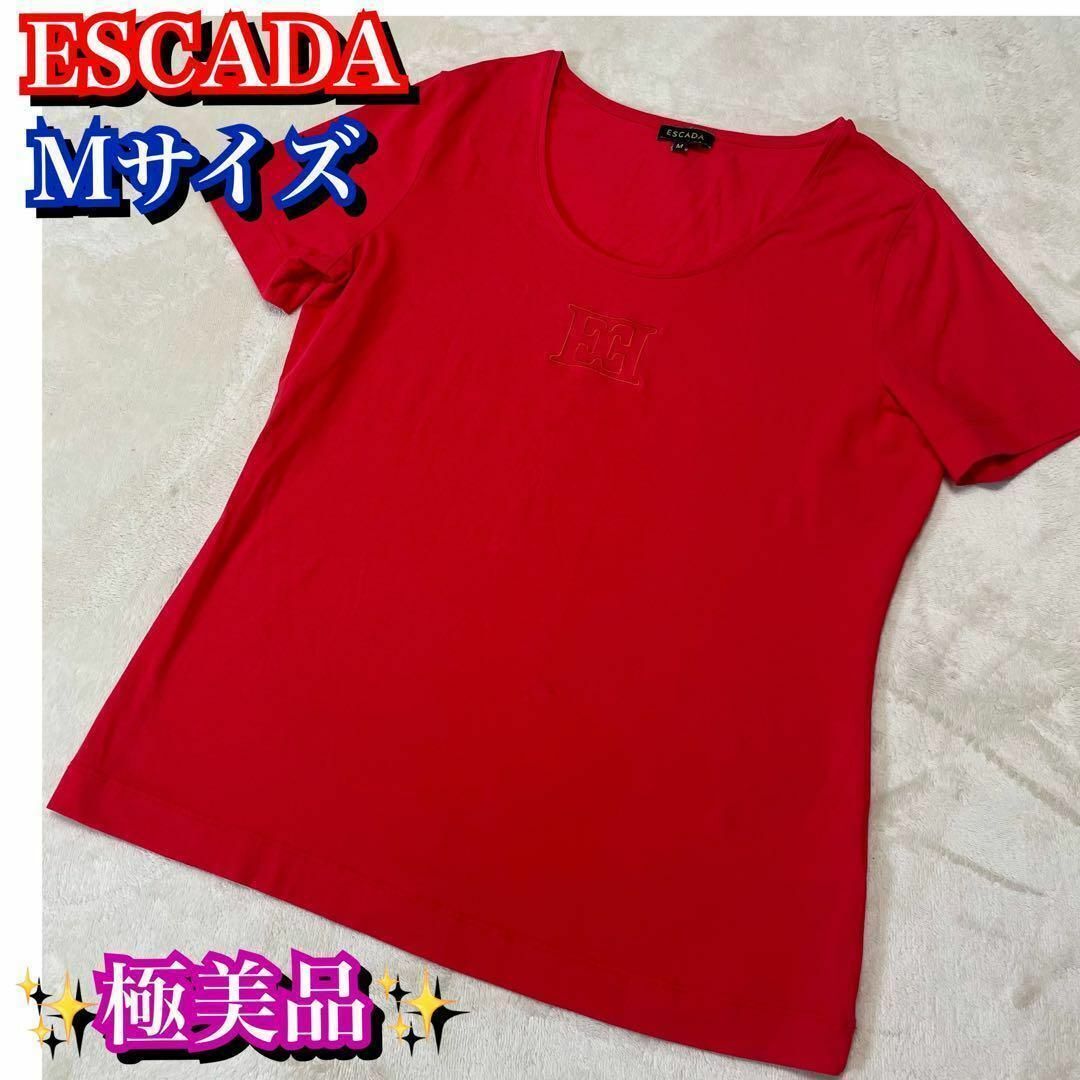 美品✨エスカーダ　escada 半袖　レディース　Tシャツ　Mサイズ　赤　レッド