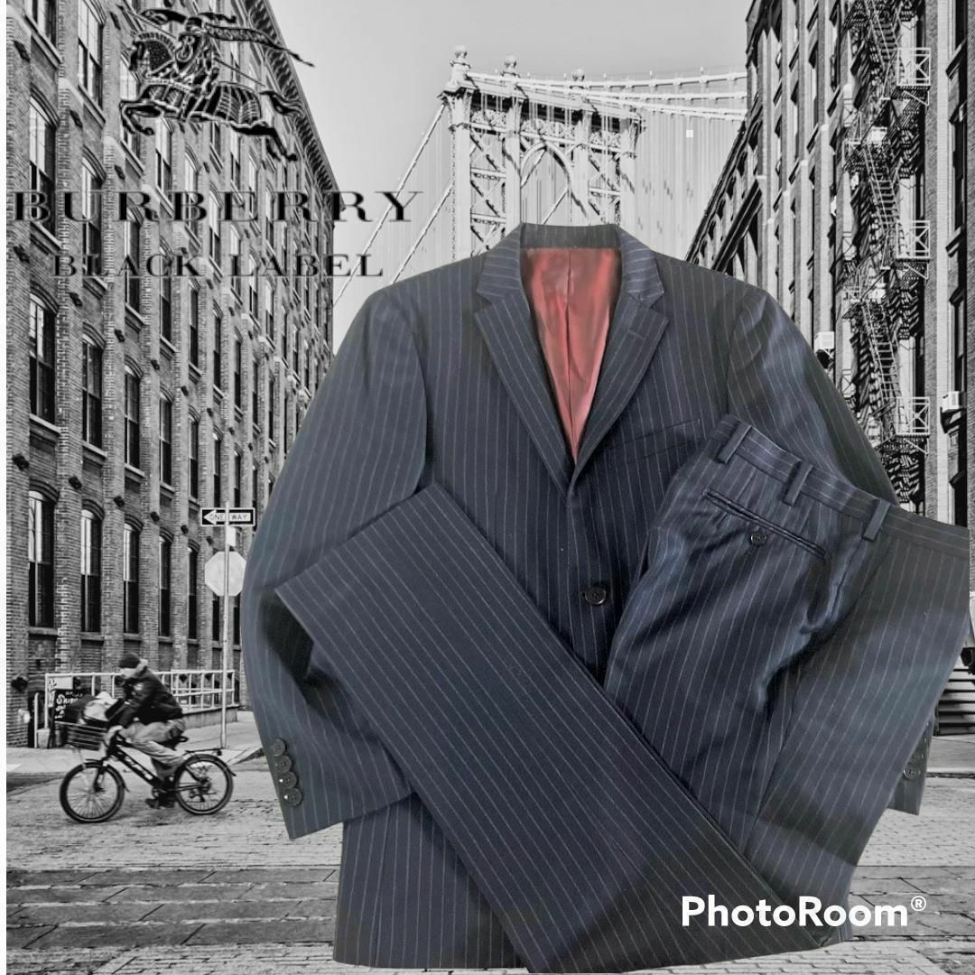 BURBERRY BLACK LABEL セットアップスーツ ネイビーストライプ-