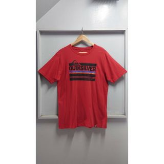 クイックシルバー(QUIKSILVER)のQUIKSILVER ロゴ プリント Tシャツ レッド L 半袖(Tシャツ/カットソー(半袖/袖なし))