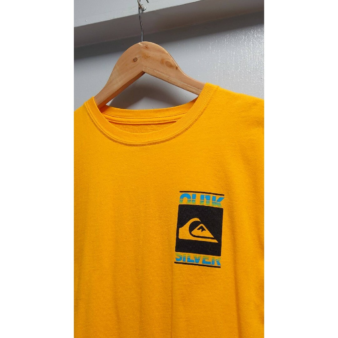 QUIKSILVER 両面 ロゴ プリント Tシャツ イエロー S