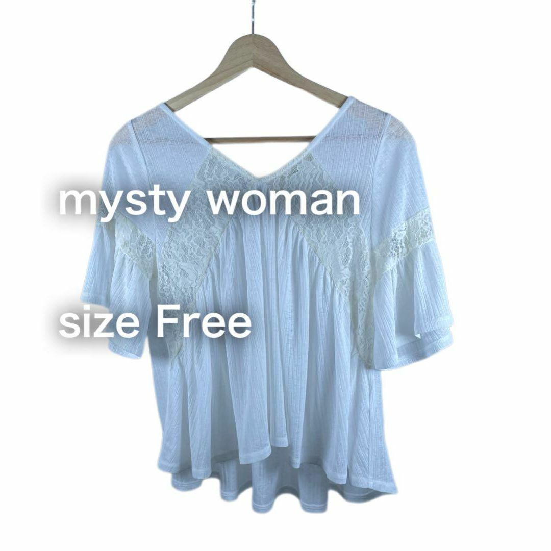 mysty woman(ミスティウーマン)のmysty woman レースシャツ レディースのトップス(シャツ/ブラウス(長袖/七分))の商品写真