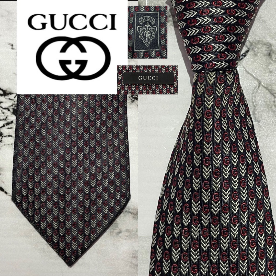 Gucci - 【ジャガードG】GUCCI 高級ネクタイ特殊G柄シルクイタリア製