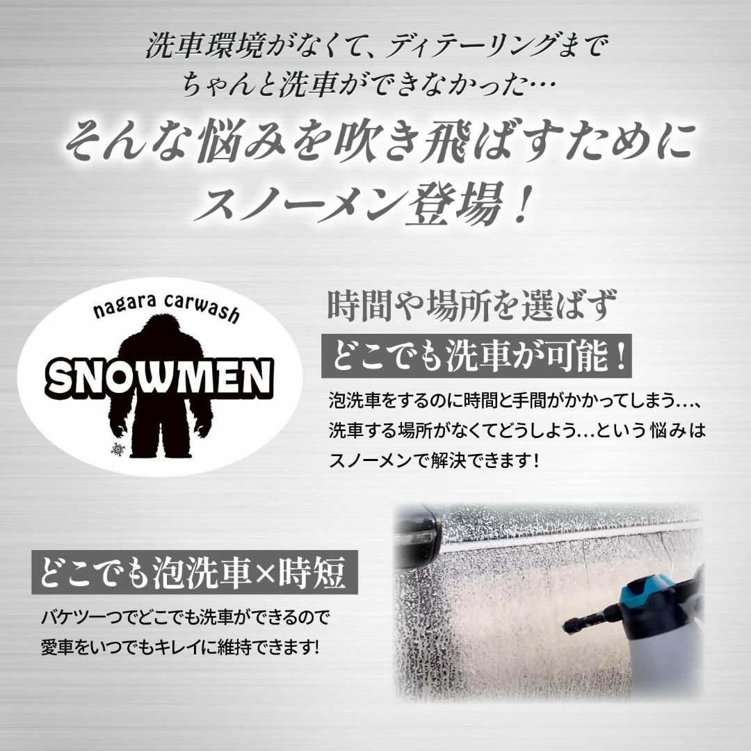 ながら洗車SNOWMEN 『どこでも洗車を実現させる雪男がやってきた』自動泡噴霧