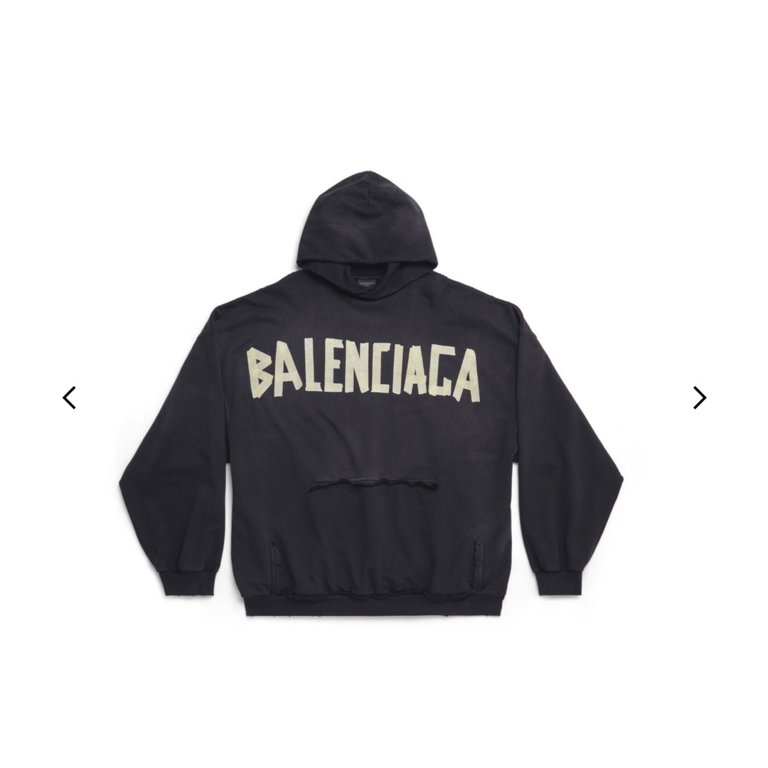 BALENCIAGA Caps Destroyed Hoodie ブラック