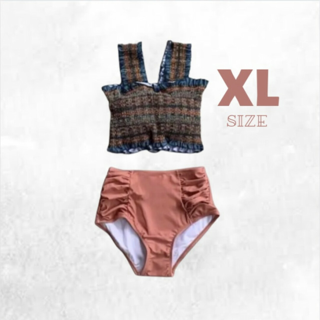 マルチカラー フリル ビキニ XL ギャザー スイムウェア ピンク 綺麗 美品 レディースの水着/浴衣(水着)の商品写真