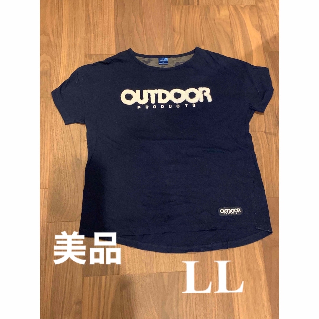 OUTDOOR PRODUCTS(アウトドアプロダクツ)のOUTDOOR  Tシャツ　ネイビー半袖　美品　LLサイズ レディースのトップス(Tシャツ(半袖/袖なし))の商品写真