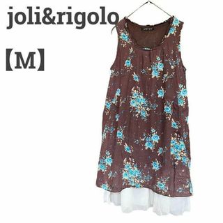 joli&rigolo レディース【M】花柄チュニック♡綿100% おしゃれ♡茶(チュニック)