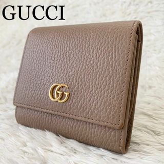 Gucci - ☆美品 GUCCI グッチ 折り財布 GGマーモント シボ革 ピンク