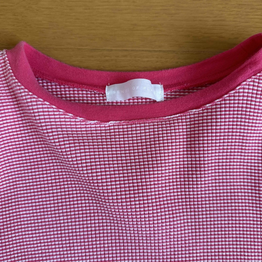 SENSE OF PLACE by URBAN RESEARCH(センスオブプレイスバイアーバンリサーチ)のリンガーボーダーTシャツ　5分袖 レディースのトップス(Tシャツ(半袖/袖なし))の商品写真