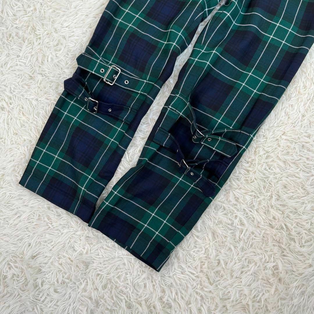 【美品】ブラック コムデギャルソン チェック パンツ ボンテージ ウール ベルト