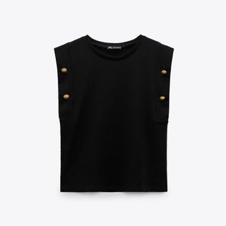 ザラ(ZARA)のZARA T-SHIRT WITH BUTTON DETAILS (Tシャツ/カットソー(半袖/袖なし))