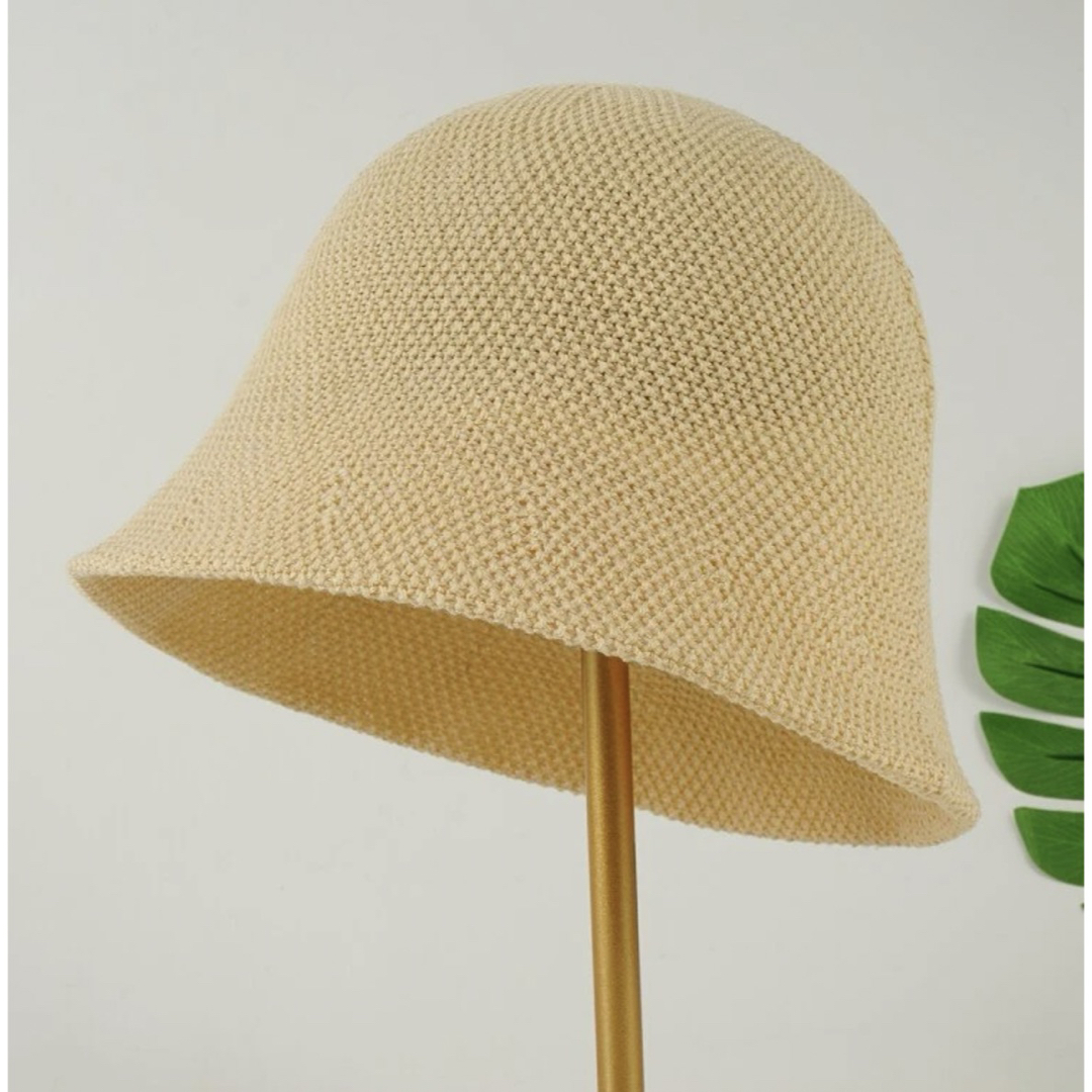 バケットハット シンプル 韓国風 帽子 ストローハット レディースの帽子(麦わら帽子/ストローハット)の商品写真