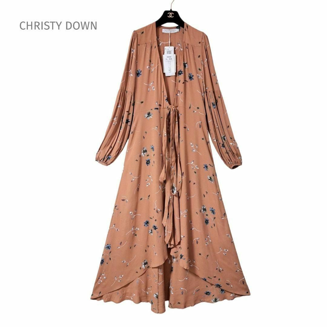 新品タグ付き CHRISTY DOWN ロングカーディガン オレンジブラウン レディースのトップス(カーディガン)の商品写真