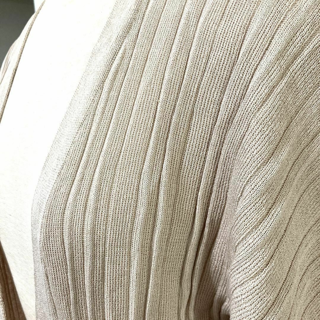 サマーニット　カーデ　ベージュ　ドルマンスリーブ　夏　羽織り　薄手　冷房対策 レディースのトップス(カーディガン)の商品写真