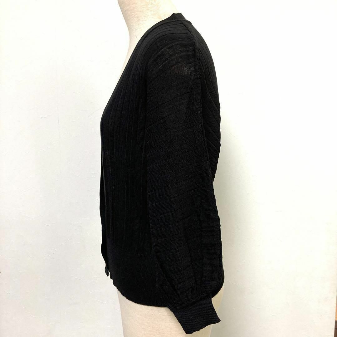 サマーニット　カーデ　黒　ドルマンスリーブ　夏　羽織り　薄手　冷房対策 レディースのトップス(カーディガン)の商品写真