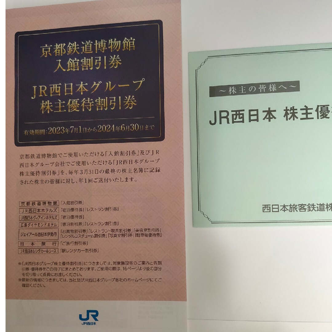 JR西日本株主優待 鉄道割引券