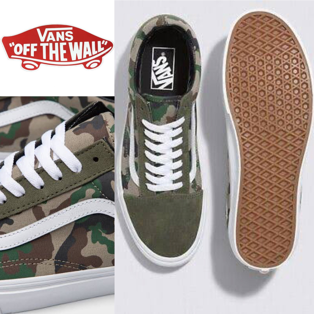 28cm【vans】US企画　迷彩×ホワイト　オールドスクール