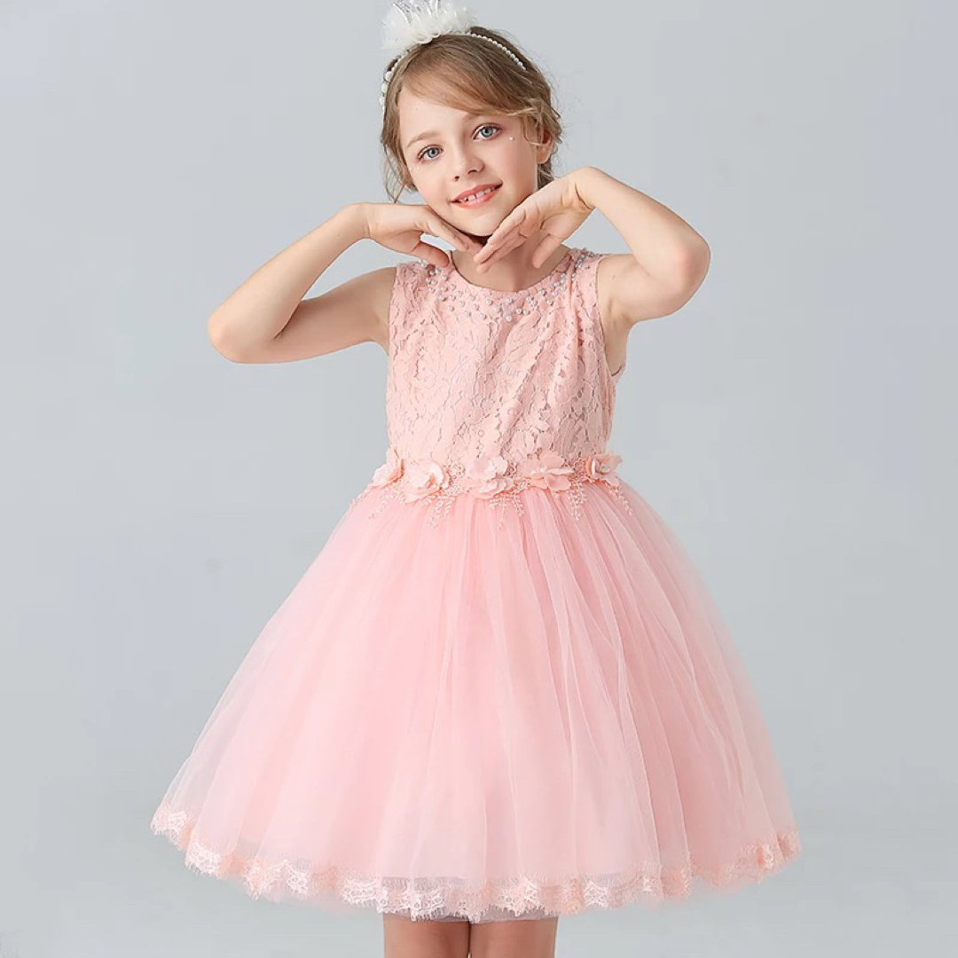 子供ドレス フォーマルドレス 発表会 結婚式 110cm ピンク フリル