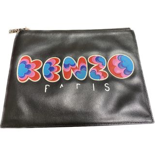 KENZO - 新品 KENZO Paris ロゴ刺繍 レザークラッチバッグ ユニ