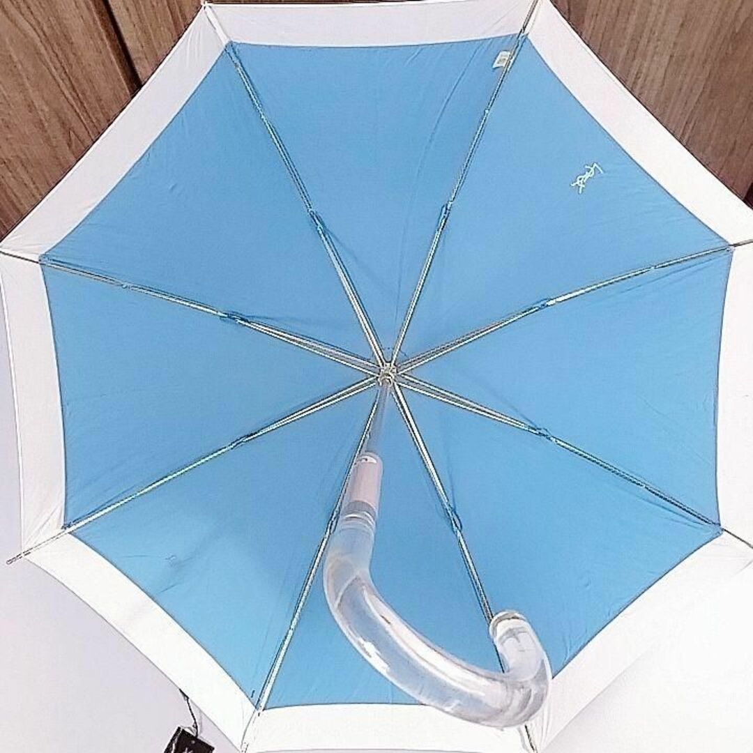 新品 タグ付き イヴサンローラン 晴雨兼用 日傘 ブルー ロゴ UVカット-
