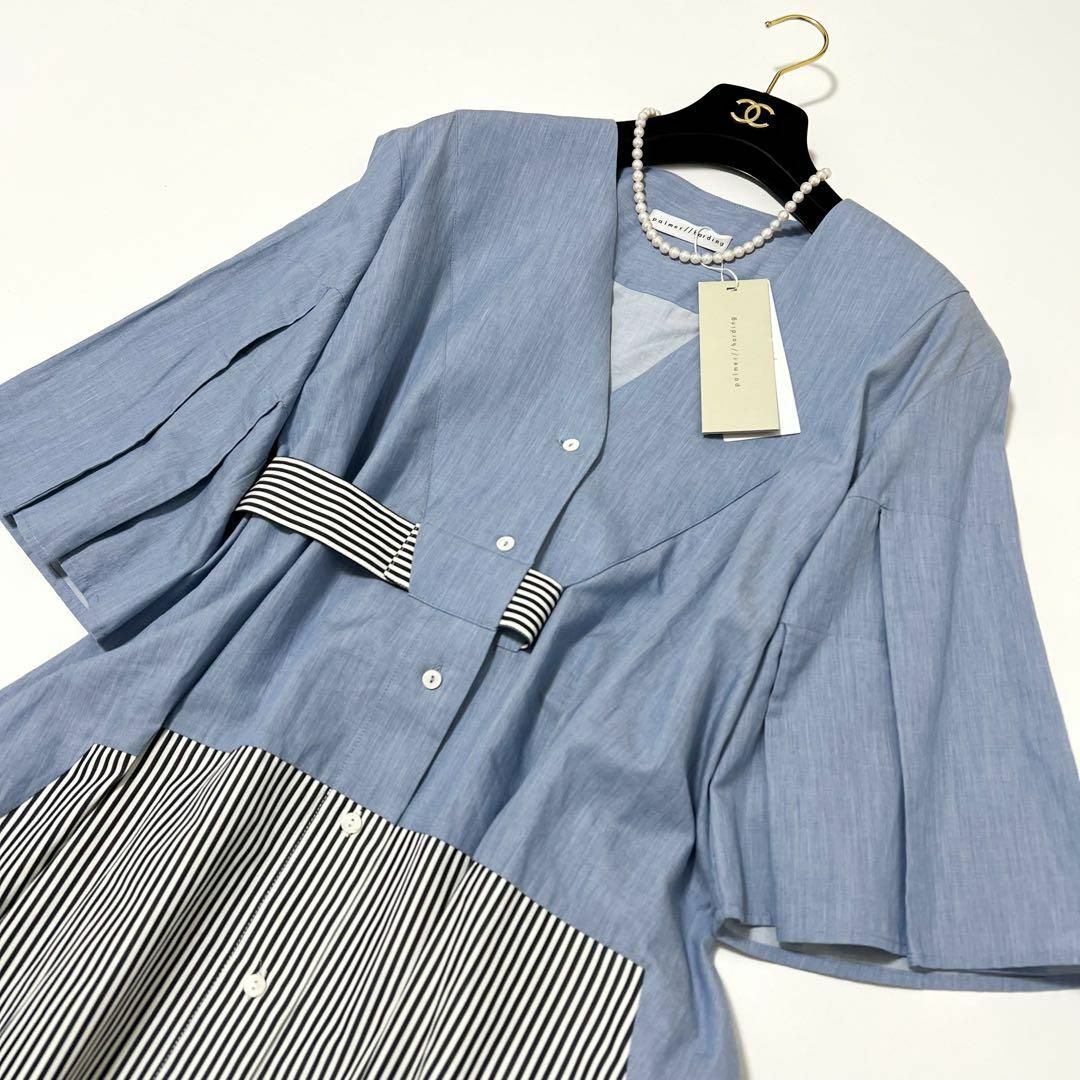 未使用 Palmer//harding ワンピース Vネック ボーダー Mサイズ-tops.edu.ng