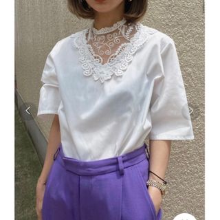 アメリヴィンテージ(Ameri VINTAGE)のMEDI LACE NECK BLOUSE AMERI(シャツ/ブラウス(半袖/袖なし))