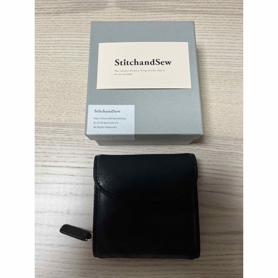 《未使用》StichandSew 日本製  2つ折り財布 BK