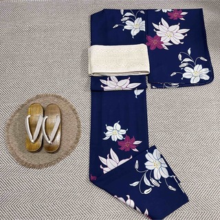 ふりふ - 三松 ふりふ 花柄 セオα 浴衣 単衣 ネイビーの通販 by Mai's