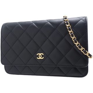 シャネル(CHANEL)のシャネル長財布 ココマーク チェーンウォレット ラムスキン ブラック黒 40802062922(財布)