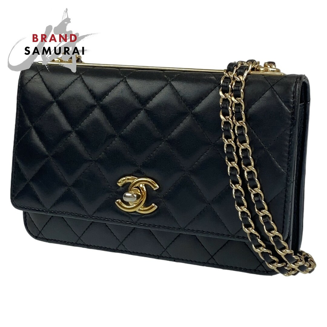 CHANEL(シャネル)のCHANEL シャネル マトラッセ ココマーク ターンロック ブラック 黒 ゴールド金具 ラムスキン ウォレットチェーン ショルダーバッグ レディース 403063 【中古】 メンズのファッション小物(ウォレットチェーン)の商品写真