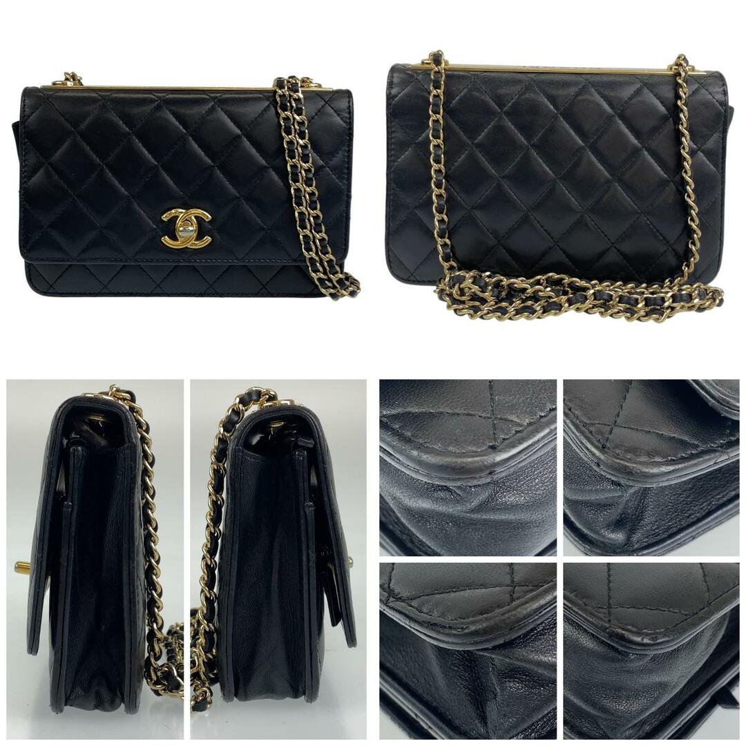 CHANEL(シャネル)のCHANEL シャネル マトラッセ ココマーク ターンロック ブラック 黒 ゴールド金具 ラムスキン ウォレットチェーン ショルダーバッグ レディース 403063 【中古】 メンズのファッション小物(ウォレットチェーン)の商品写真