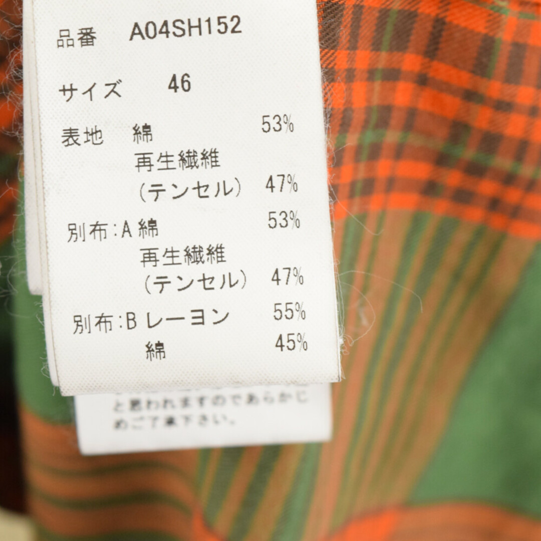 MIHARA YASUHIRO ミハラヤスヒロ 20AW Docking L/S Shirt レフトドッキング長袖シャツ カーキ/オレンジ A04SH152