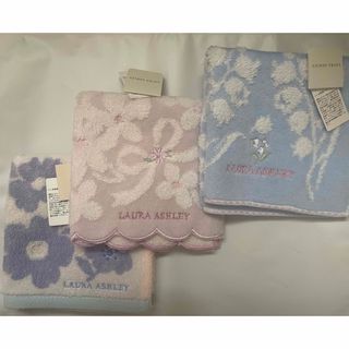 ローラアシュレイ(LAURA ASHLEY)の【新品・未使用】LAURA ASHLEY タオルハンカチ3枚セット(ハンカチ)