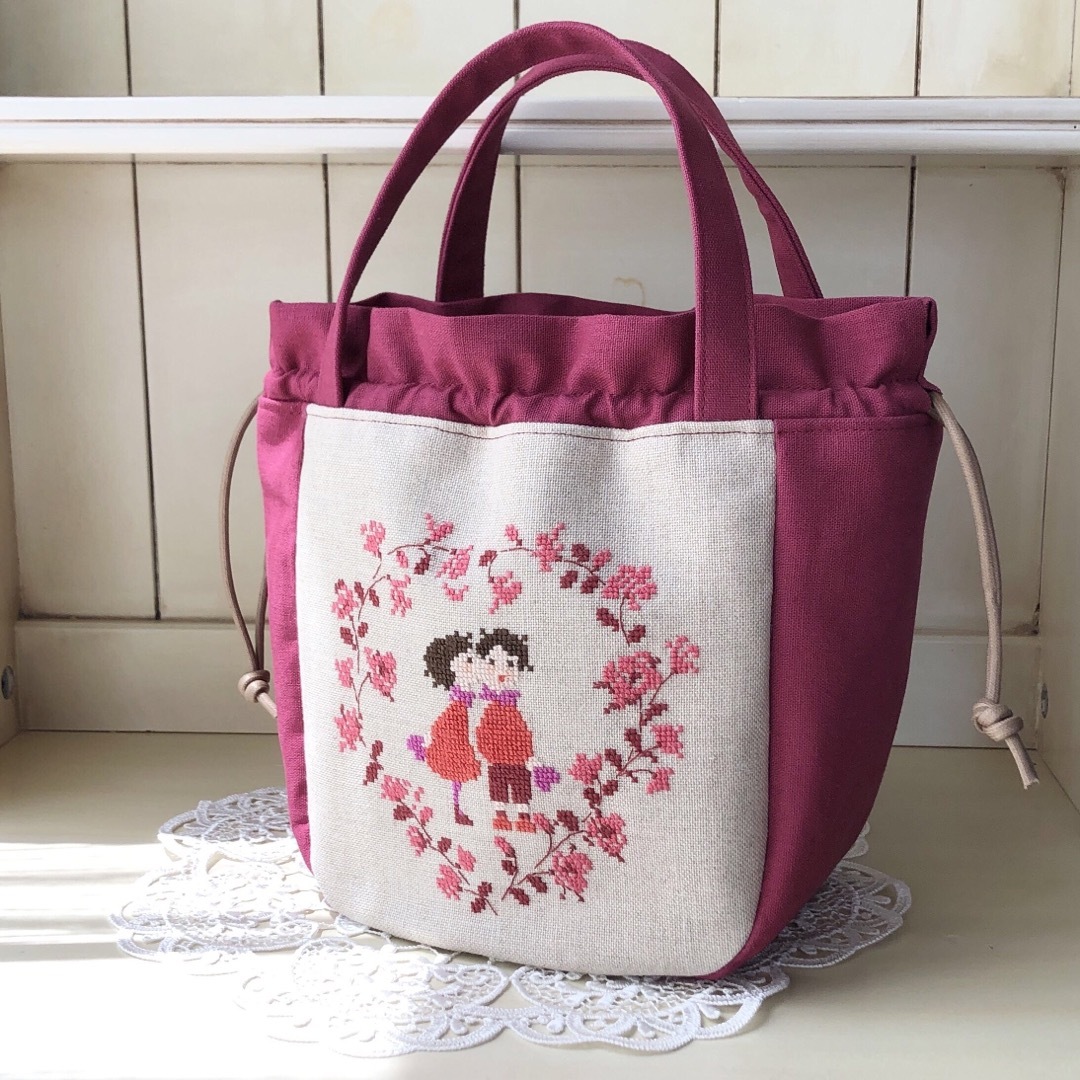 贈答 リバティ使用♡アーカイブギンガム キャンパスミニトートバッグ ハンドメイド